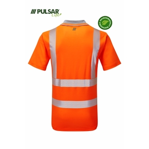 PULSAR LIFE Mens Sustainable High Visibility Short Sleeved Polo Shirt Orange