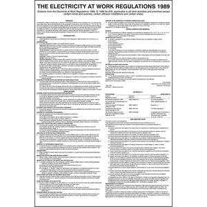 Electricity at Work Regulations  - Rigid Plastic Sign