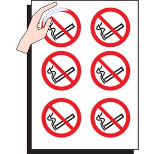 No Smoking  Self Adhesive Vinyl Stickers Sheet of 6