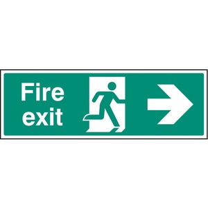 Fire Exit Right Rigid Plastic Sign 450x150MM