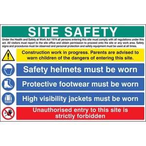 Site Safety Construction Work in Progress Rigid Plastic Sign 900 x 600MM