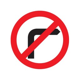 No Right Turn Safety Sign Rigid Plastic