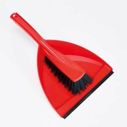 CleanWorks Plastic Dustpan and Brush Set - Red