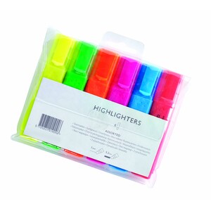 Square Assorted Colours Highlighters (Pack 6)