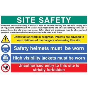 Site Safety Construction Work in Progress Rigid Plastic Sign 