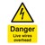 Danger Live Wires Overhead  - Rigid Plastic Sign