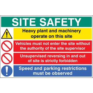Site Safety - Heavy Plant and Machinery Operate On Site  - Rigid Plastic Sign