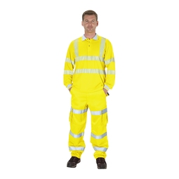 KeepSAFE High Visibility Three Band Cargo Trousers Tall Leg Yellow