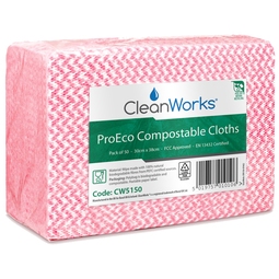 CleanWorks ProEco Compostable Cloths Red (Pack 50)