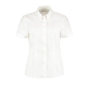 Kustom Kit Premium Women's Short Sleeved Oxford Shirt White