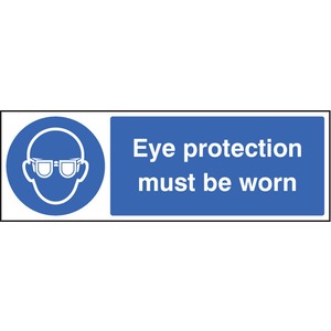 Eye Protection Must Be Worn - Rigid Plastic Sign 300 x 100MM