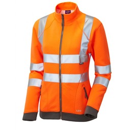 Leo Hollicombe Womens High-Visibility Zip Thru Sweatshirt Orange