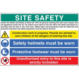 Site Safety - Construction Work in Progress  - Rigid Plastic Sign