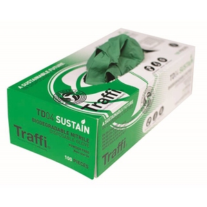 TraffiGlove SUSTAIN Biodegradable Nitrile Disposable Glove Green Box 100