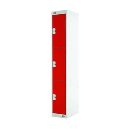 Locker 3 Door Grey, Red Door 1800 x 300 x 300mm