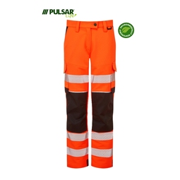 PULSAR LIFE Mens Sustainable High Visibility Stretch Combat Trouser Short Leg Orange