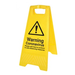 Warning Coronavirus - Yellow Polypropylene A-Frame Floor Sign