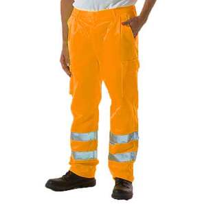 KeepSAFE High Visibility Rail Spec Cargo Trouser Reg Leg Orange