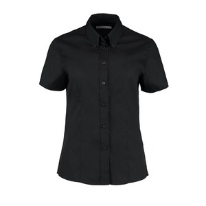 Kustom Kit Premium Women's Short Sleeved Oxford Shirt Black