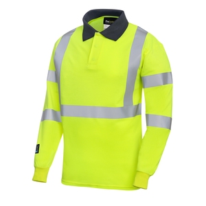 ProGarm Premium High Visibility Flame Resistant Anti-Static Electric Arc Long Sleeve Polo Shirt - Yellow