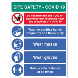Site Safety Covid-19 5 Site Rules Generic - Rigid Plastic Sign 450x600MM