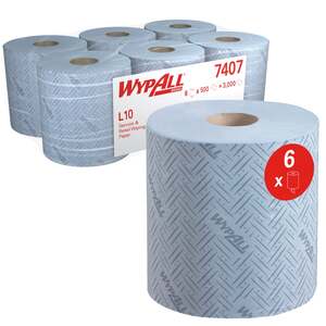 7407 WypAll L10 Service & Retail Wiping Paper Blue (Pack 6)