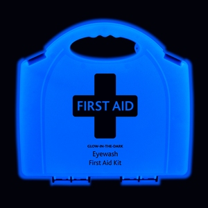 Eye Wash First Aid Kit in Glow-in-the-Dark Blue Aura