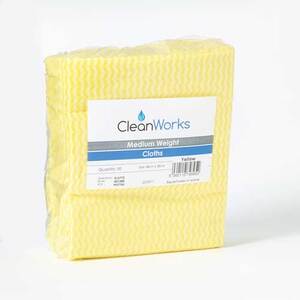 CleanWorks Mediumweight Cloths Yellow Pack 50