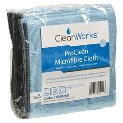 CleanWorks ProClean Microfibre Cloth Blue (Pack 10)