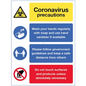 Coronavirus Precautions - Rigid Plastic Sign