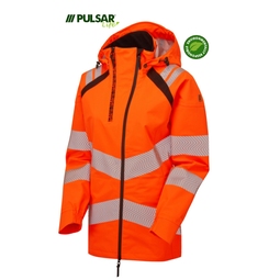 PULSAR LIFE Womens Sustainable High Visibility Shell Jacket Orange