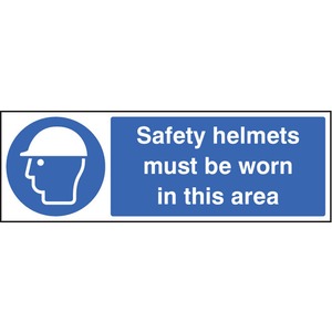 Safety Helmets Must Be Worn in This Area  - Rigid Plastic Sign