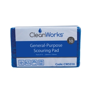 CleanWorks Coloured Scouring Pads Blue (Pack 10)
