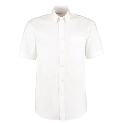 Kustom Kit Premium Mens Short Sleeved Oxford Shirt White