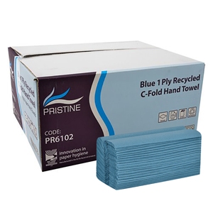 PRISTINE Blue 1 Ply Recycled C Fold Hand Towel Blue