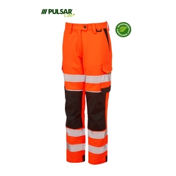 PULSAR LIFE Mens Sustainable High Visibility Stretch Combat Trouser Short Leg Orange