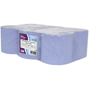 PRISTINE Basic Centrefeed Wiper Roll 1Ply Blue 300M Pack 6