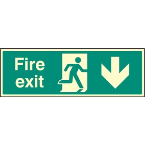 Fire Exit Arrow Back Photoluminescent Safety Sign