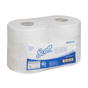 8625 Scott Jumbo Toilet Tissue Roll White 350M Case 6