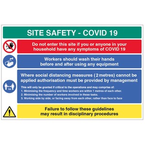 Covid-19 Site Safety - Rigid Plastic Sign 