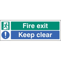 Fire Exit Keep Clear  - Rigid Plastic Sign 450 x 150MM