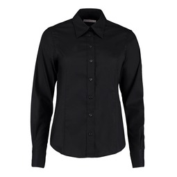 Kustom Kit Premium WoMens Long Sleeved Oxford Shirt Black