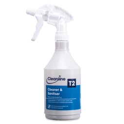 Cleanline T2 Cleaner & Sanitiser Trigger Bottle (Empty) 750ML