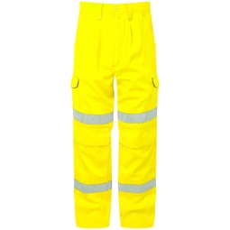 Bodyguard High Visibility Lightweight Polycotton Cargo Trouser Yellow Reg Leg