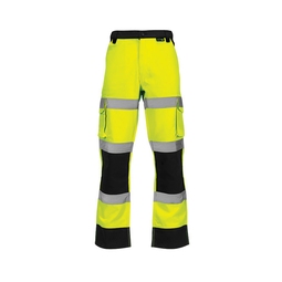 KeepSAFE High Visibility Two Tone Cargo Trousers Tall Leg Yellow Navy