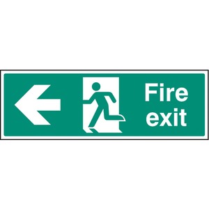 Fire Exit Left  - Rigid Plastic Sign 450 x 150MM