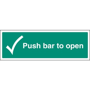Push Bar to Open - Self Adhesive Vinyl Sign 450 x 150MM