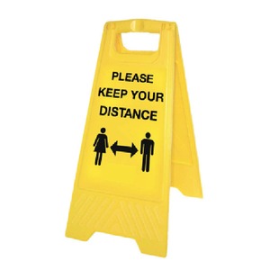 Please Keep Your Distance Generic - 4mm Fluted Polypropylene Free Standing Sign 300x210MM