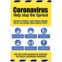Coronavirus Help Stop the Spread - Rigid Plastic Sign 40 x 60CM
