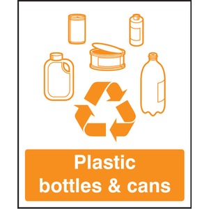 Self Adhesive Plastic Bottles/Cans Recycling Sign